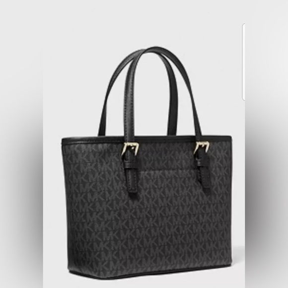 Michael Kors Jet Set Travel Extra Small Logo Top-Zip Tote Bag NWT BLACK 🌷 - Picture 4 of 6